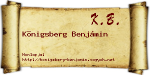 Königsberg Benjámin névjegykártya